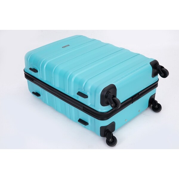 3 Piece Durable Luggage Sets Aqua Blue Expandable PC+ABS Suitcase